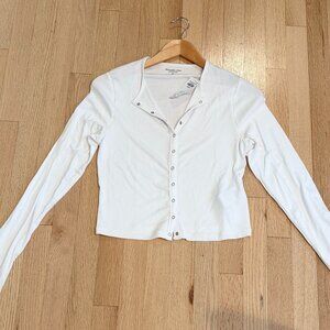 Abercrombie & Fitch A&F Essentials Ribbed Snap Front Top White Size M NWT